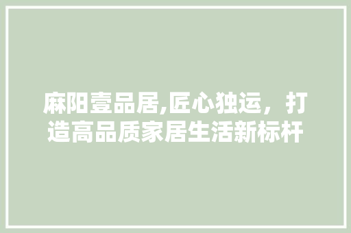 麻阳壹品居,匠心独运，打造高品质家居生活新标杆 软装设计