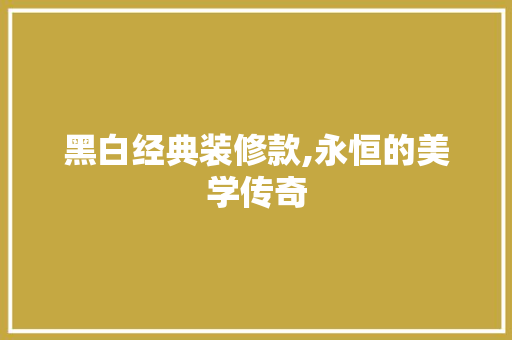 黑白经典装修款,永恒的美学传奇
