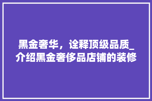 黑金奢华，诠释顶级品质_介绍黑金奢侈品店铺的装修艺术 室内设计