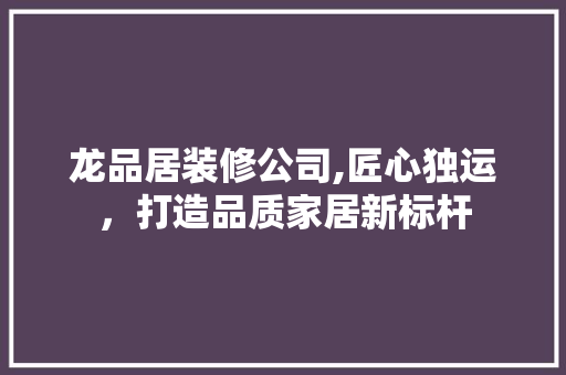 龙品居装修公司,匠心独运，打造品质家居新标杆 客厅装修