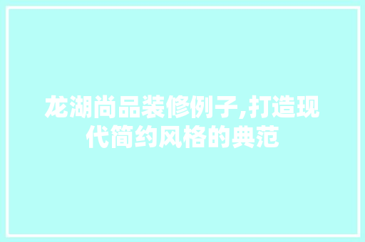 龙湖尚品装修例子,打造现代简约风格的典范 中式风格装饰