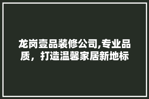 龙岗壹品装修公司,专业品质，打造温馨家居新地标 室内设计