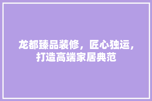 龙都臻品装修，匠心独运，打造高端家居典范 室内设计