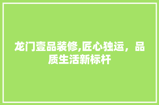 龙门壹品装修,匠心独运，品质生活新标杆 室内设计