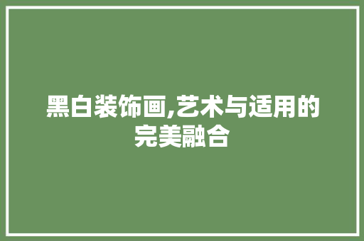 黑白装饰画,艺术与适用的完美融合 软装设计