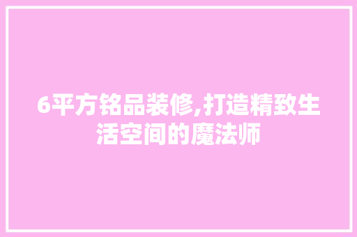 6平方铭品装修,打造精致生活空间的魔法师