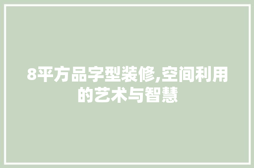 8平方品字型装修,空间利用的艺术与智慧 室内设计