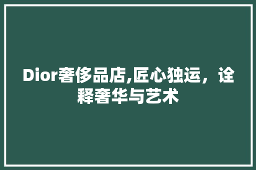 Dior奢侈品店,匠心独运，诠释奢华与艺术 家居装修
