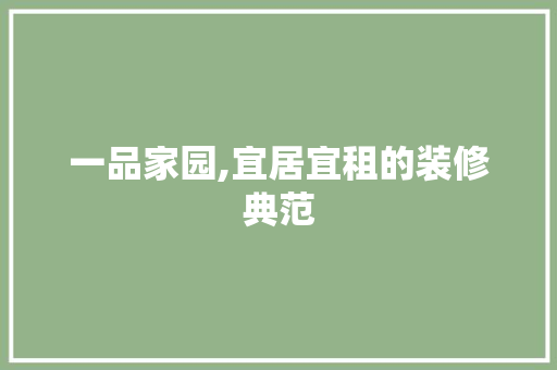 一品家园,宜居宜租的装修典范 现代风格装饰