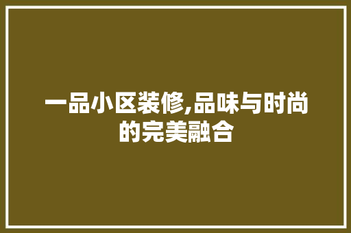 一品小区装修,品味与时尚的完美融合 现代风格装饰
