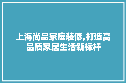 上海尚品家庭装修,打造高品质家居生活新标杆 软装设计