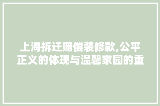 上海拆迁赔偿装修款,公平正义的体现与温馨家园的重建 现代风格装饰