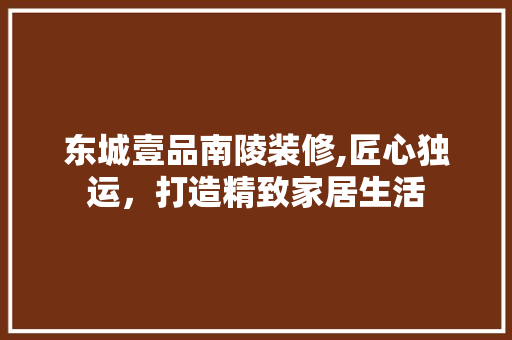 东城壹品南陵装修,匠心独运，打造精致家居生活