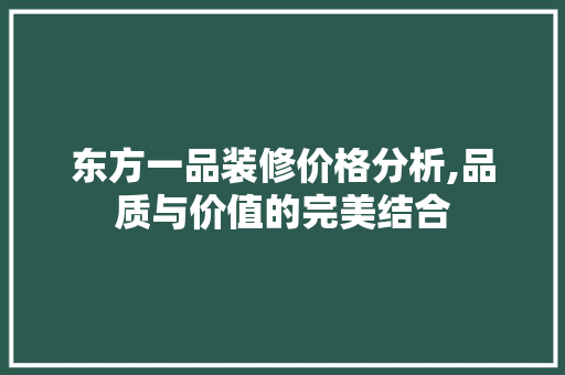 东方一品装修价格分析,品质与价值的完美结合 客厅装修