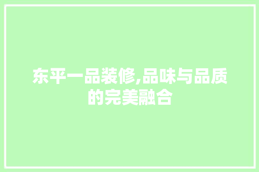 东平一品装修,品味与品质的完美融合 现代风格装饰