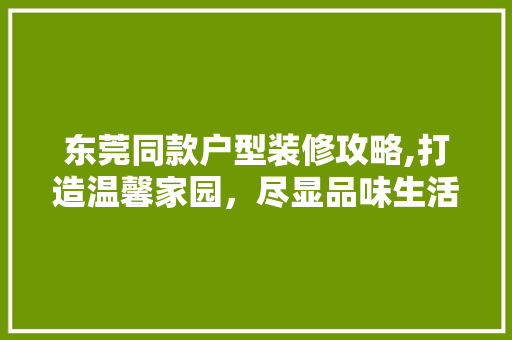 东莞同款户型装修攻略,打造温馨家园，尽显品味生活 卧室装修