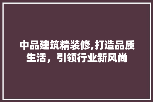 中品建筑精装修,打造品质生活，引领行业新风尚