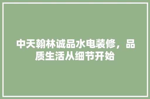 中天翰林诚品水电装修，品质生活从细节开始 软装设计