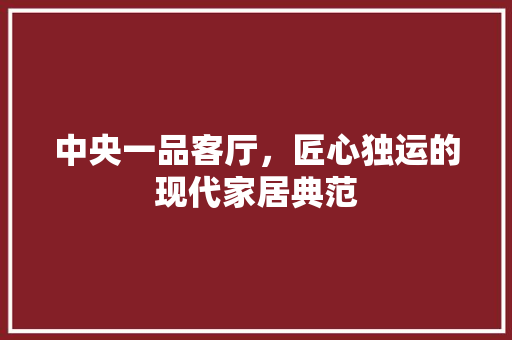 中央一品客厅，匠心独运的现代家居典范 室内设计