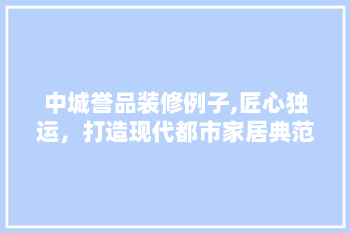 中城誉品装修例子,匠心独运，打造现代都市家居典范