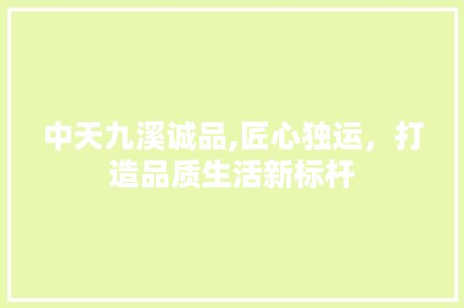 中天九溪诚品,匠心独运，打造品质生活新标杆 现代风格装饰
