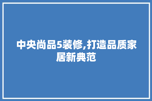 中央尚品5装修,打造品质家居新典范 地板材料