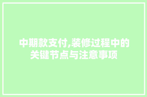 中期款支付,装修过程中的关键节点与注意事项 木雕艺术