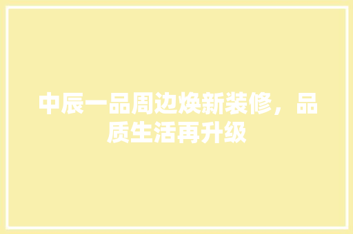 中辰一品周边焕新装修，品质生活再升级 室内设计