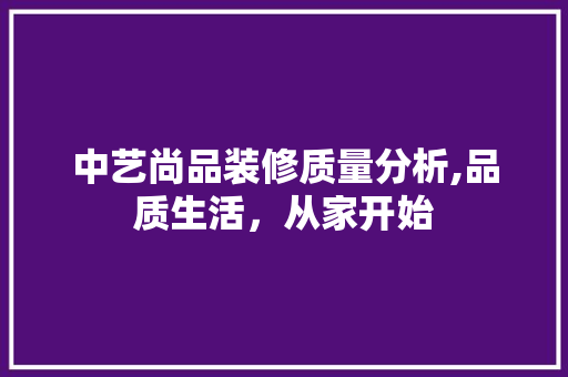 中艺尚品装修质量分析,品质生活，从家开始 现代风格装饰