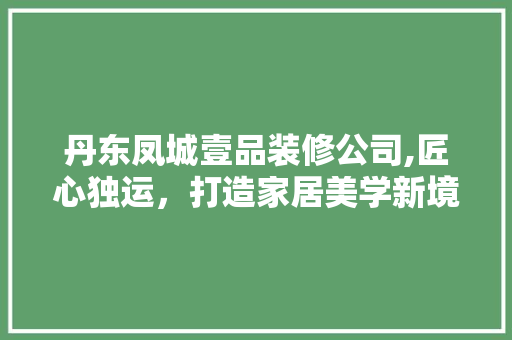 丹东凤城壹品装修公司,匠心独运，打造家居美学新境界