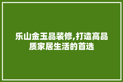 乐山金玉品装修,打造高品质家居生活的首选 客厅装修
