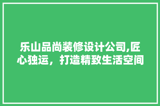 乐山品尚装修设计公司,匠心独运，打造精致生活空间 现代风格装饰