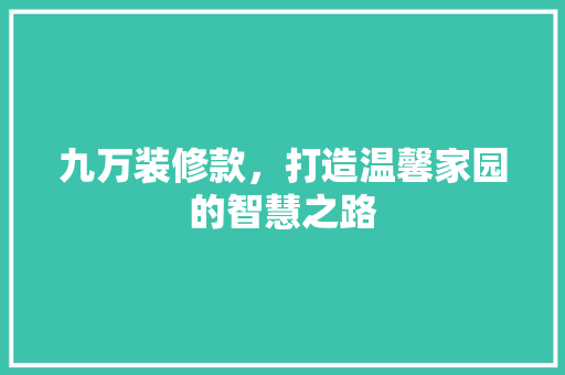 九万装修款，打造温馨家园的智慧之路 客厅装修