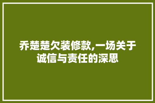 乔楚楚欠装修款,一场关于诚信与责任的深思 卧室装修
