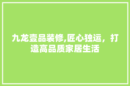 九龙壹品装修,匠心独运，打造高品质家居生活 地板材料