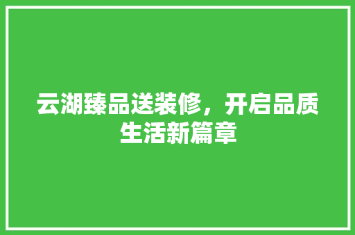 云湖臻品送装修，开启品质生活新篇章 中式风格装饰