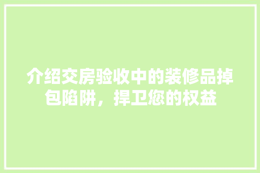 介绍交房验收中的装修品掉包陷阱，捍卫您的权益 客厅装修