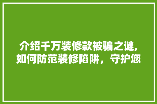 介绍千万装修款被骗之谜,如何防范装修陷阱，守护您的财产安全 室内设计