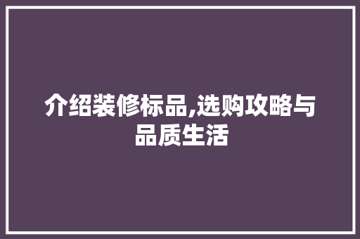 介绍装修标品,选购攻略与品质生活 客厅装修