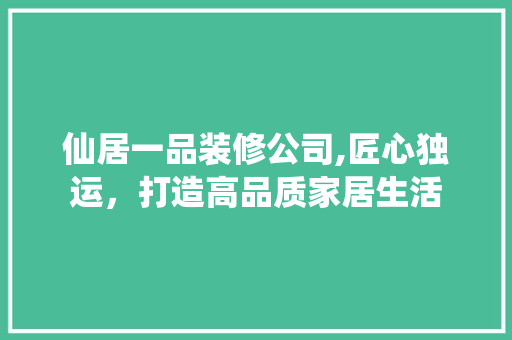 仙居一品装修公司,匠心独运，打造高品质家居生活 室内设计