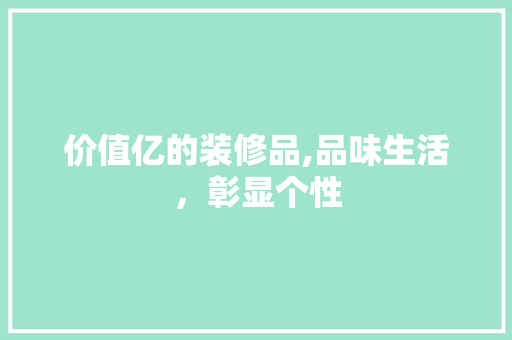 价值亿的装修品,品味生活，彰显个性 现代风格装饰
