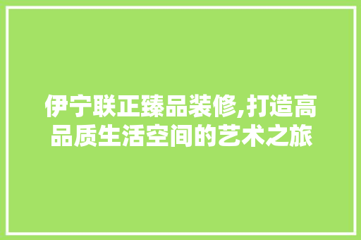 伊宁联正臻品装修,打造高品质生活空间的艺术之旅 木雕艺术