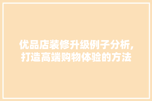 优品店装修升级例子分析,打造高端购物体验的方法 家居装修