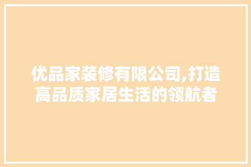 优品家装修有限公司,打造高品质家居生活的领航者 现代风格装饰