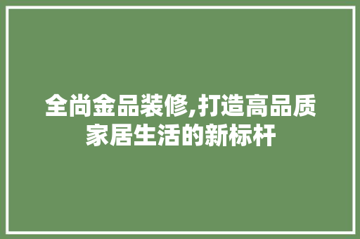 全尚金品装修,打造高品质家居生活的新标杆 家居装修