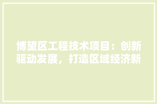 博望区工程技术项目：创新驱动发展，打造区域经济新引擎