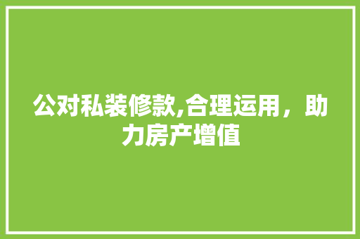 公对私装修款,合理运用，助力房产增值 木雕艺术