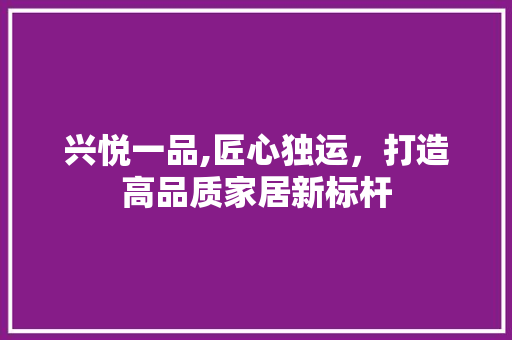 兴悦一品,匠心独运，打造高品质家居新标杆 室内设计