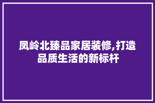 凤岭北臻品家居装修,打造品质生活的新标杆 室内设计