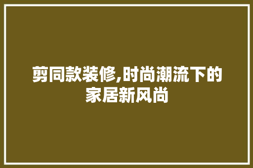 剪同款装修,时尚潮流下的家居新风尚 卧室装修